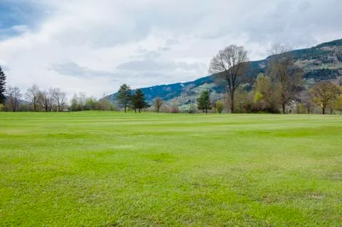 Golf course in mountains Stock Photos