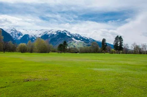 Golf course in mountains Stock Photos