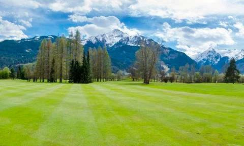 Golf course in mountains Stock Photos