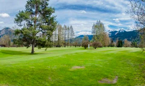 Golf course in mountains Stock Photos
