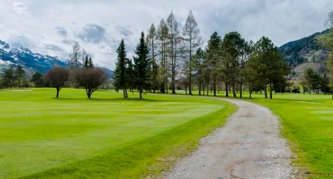Golf course in mountains Stock Photos