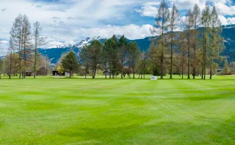 Golf course in mountains Stock Photos