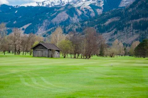 Golf course in mountains Stock Photos