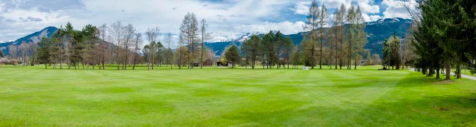 Golf course in mountains Stock Photos