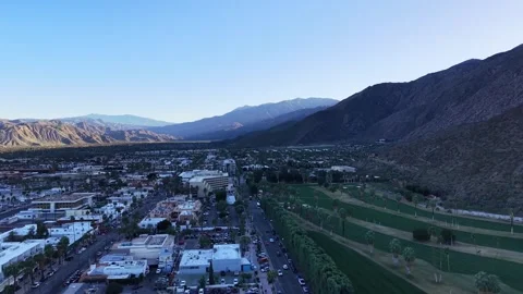 Golf Course Oasis in the Palm Springs Desert Stock Footage 329008655