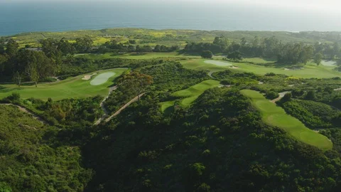 Golf Course by Ocean Stock Footage 129689659