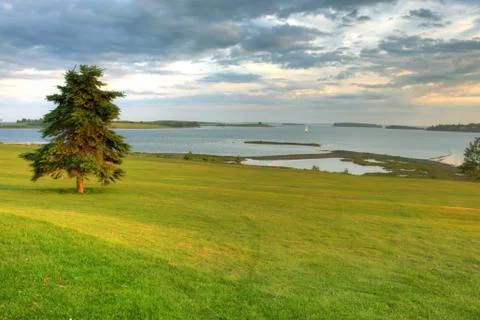 Golf course by ocean Stock-Fotos
