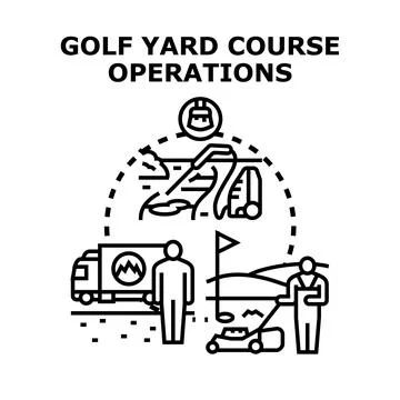 Golf course operations managing maintenance and groundskeeping tasks Stock Illustration