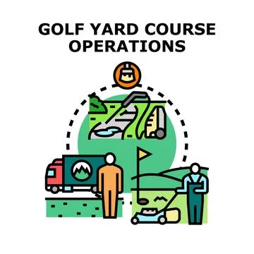 Golf course operations managing maintenance and groundskeeping tasks Stock Illustration