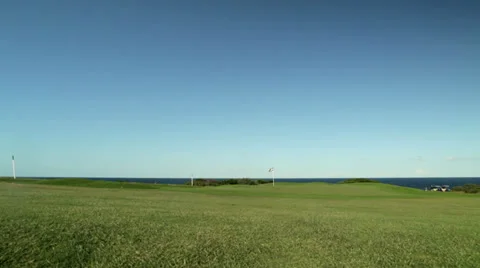 Golf Course overlooking ocean Stock Footage 37113074
