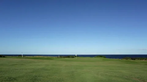 Golf Course overlooking ocean Stock Footage 37113284