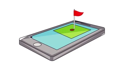 Golf course on phone icon animation Stock Footage