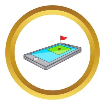 Golf course on phone vector icon Stockillustratie