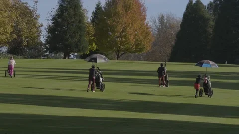 Golf course. Players on the fairways. Stockbeeldmateriaal 142599201