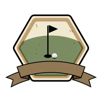 Golf course putting green badge with banner Stock Illustration