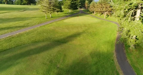 Golf Course Redflag blowing in the wind Stock Footage 126558370