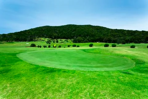 Golf course by the sea Stock Photos