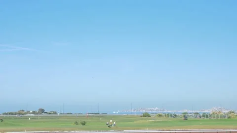 Golf course with sea view Stock Footage 146692747