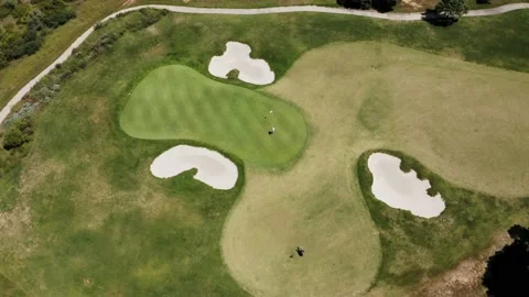 Golf course single player (aerial view) Stock Footage 156617597