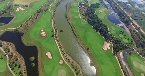 Golf course from the sky Stock Footage 61730532