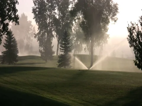 Golf course sprinkler Stock Footage 34567526
