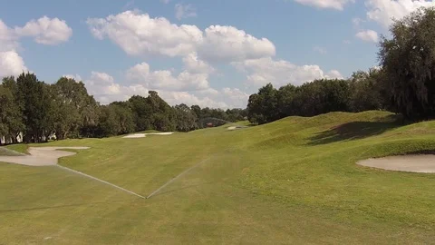 Golf course sprinklers Video stock 93375376