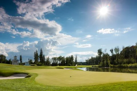 Golf Course in the Sun Stock Photos