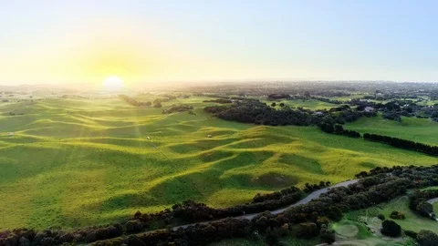 Golf Course Sunset - Australian Peninsula Stock Footage 124305080