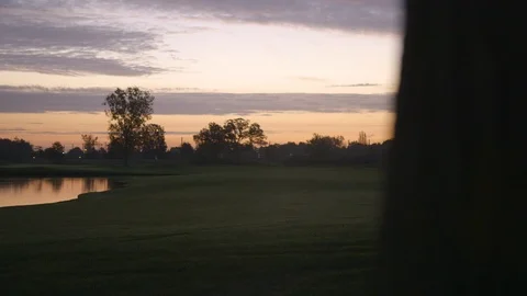 Golf Course At Sunset Stock Footage 127036007