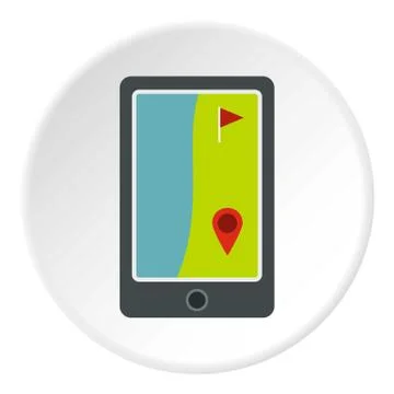 Golf course on a tablet screen icon circle Stock Illustration