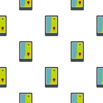 Golf course on a tablet screen pattern seamless Stock Illustration