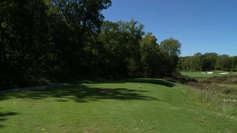Golf course tee box pan Stock Footage 74764108