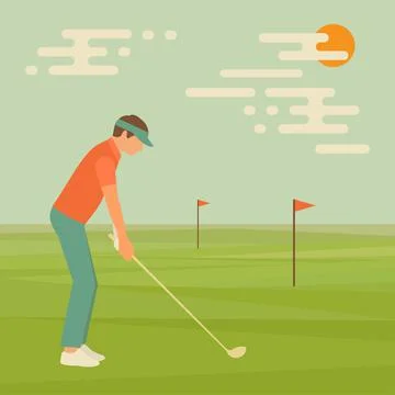 Golf course, vector golfer Stock Illustration