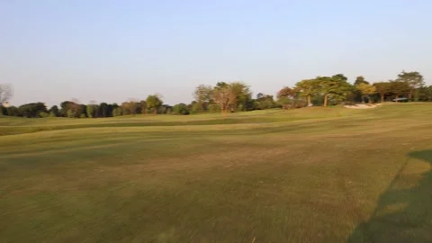 Golf course view from golf cart. Panning pov of golf course. Stock Footage 236611819