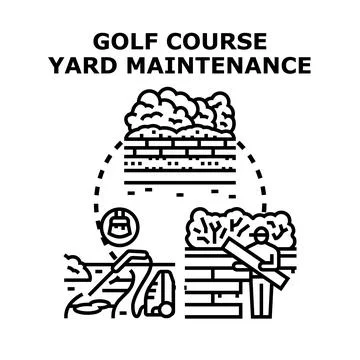 Golf course yard maintenance concept vector illustration Stock Illustration