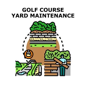 Golf course yard maintenance concept vector illustration Stock Illustration