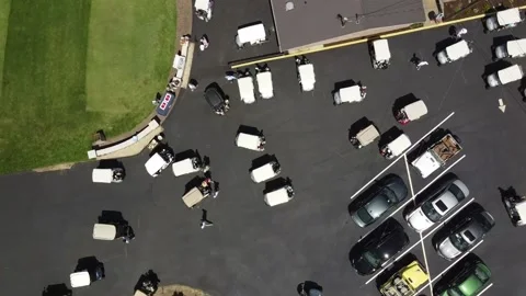 Golf Cub + Moving Carts From Above Stock-Footage 231950283