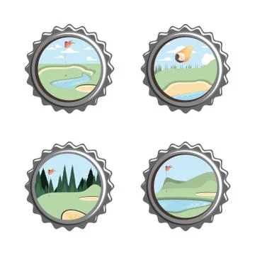 Golf curses scene seals Stock Illustration
