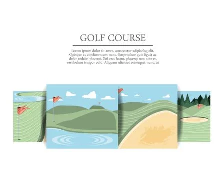Golf curses scenes icons Stock Illustration