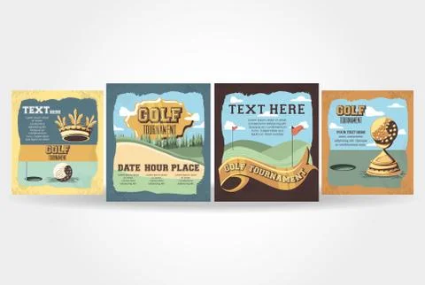 Golf curses scenes icons Stock Illustration
