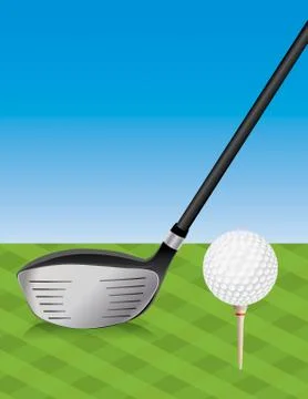 Golf driver and teed ball Stock Illustration
