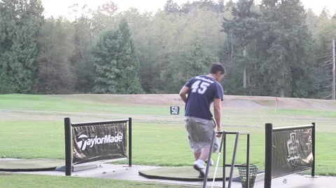 Golf driving range - behind high angle Video stock 41887504