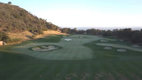 Golf Driving Range Drone Fly Over Stock Footage 97898748