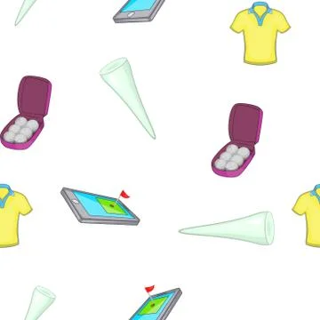 Golf elements pattern, cartoon style Stock Illustration