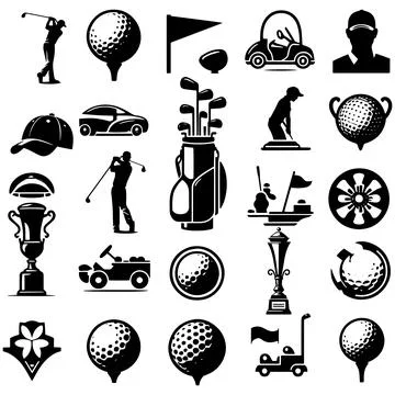 Golf elements silhouettes vector Stock Illustration