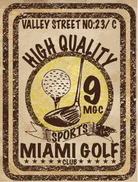 Golf. Emblems for golf with two crossed golf clubs, ball.Retro label design.P Stock Illustration