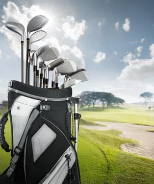 Golf equipment at the course Stock Photos