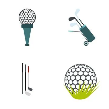 Golf equipment flat icons set illustrating hobby and game イラスト素材