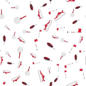 Golf equipment seamless pattern on white background. Golf pattern for posters Stock Illustration