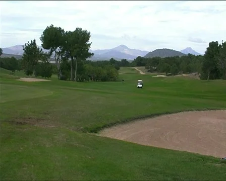 Golf fairway and caddy 2 Stock Footage 118243
